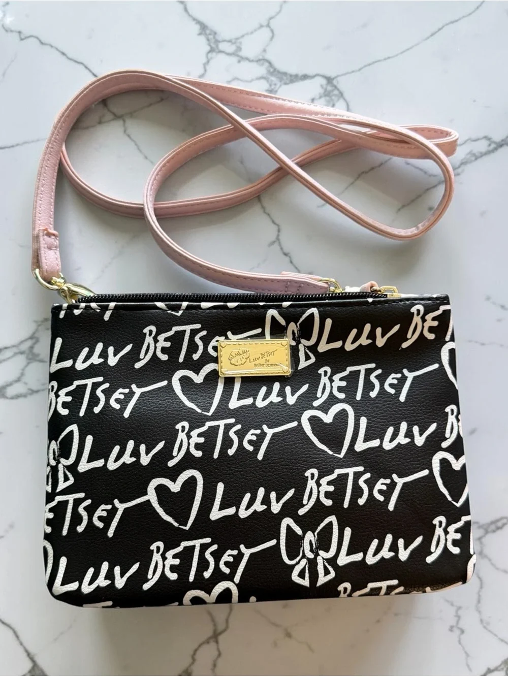Luv Betsey by Betsey Johnson Graffiti Script Crossbody Wristlet Bag NWOT